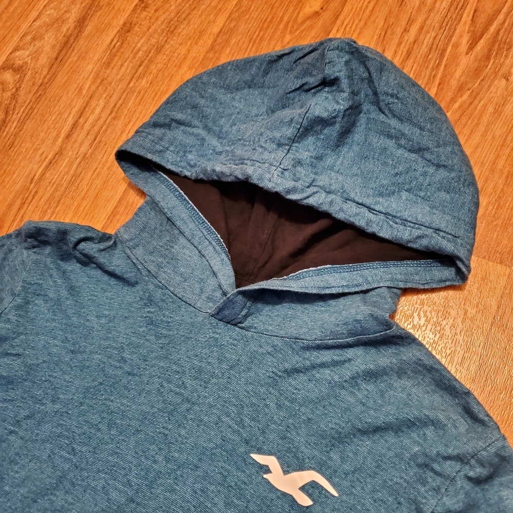 Hollister Hoodie Sweatshirt Men Blue Small Long Sleeve Pullover Double Sided‎